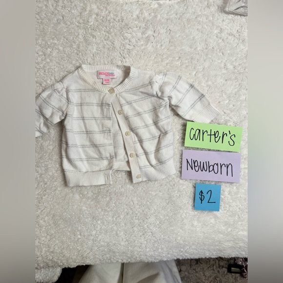 Carter's Other - ❤️ NWOT Carter's Infant Cream Striped Button-Up Cardigan, Newborn